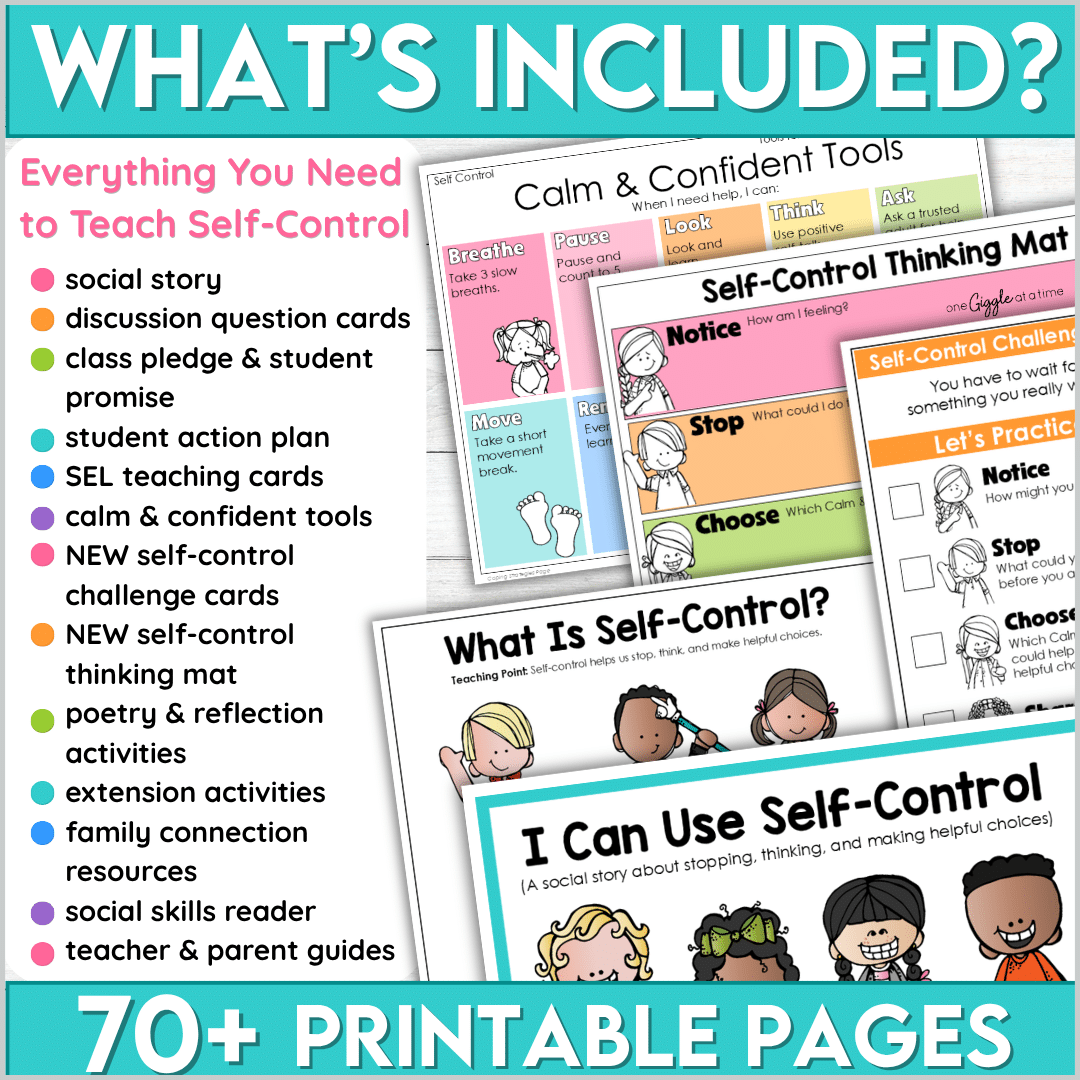 Self Control Social Story SEL Activities Emotional Regulation Managing Behavior