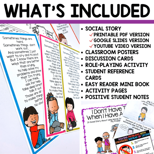 using words instead of crying social story and social skills activities whats included using words instead of crying social story and social skills activities whats included