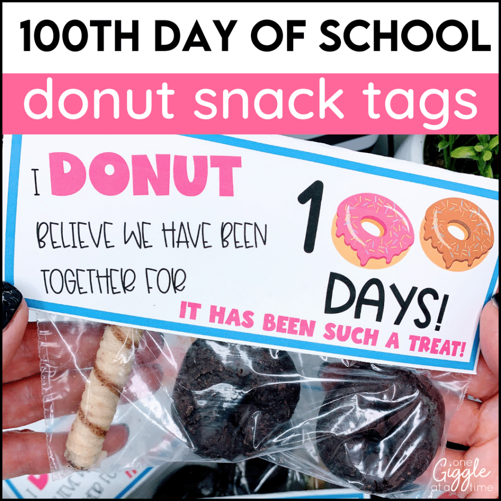 100th day of school donut snack tag freebie