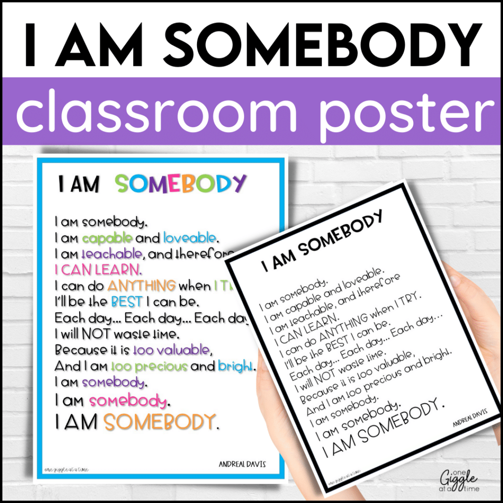 I am somebody classroom pledge freebie 3