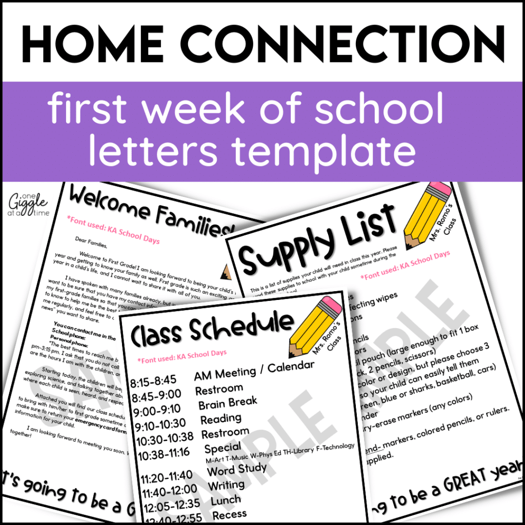 first week home connection letters freebie