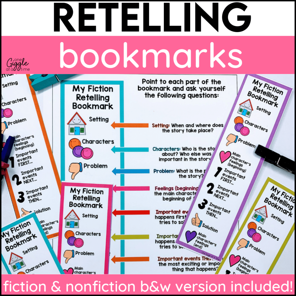 retelling bookmarks reading comprehension