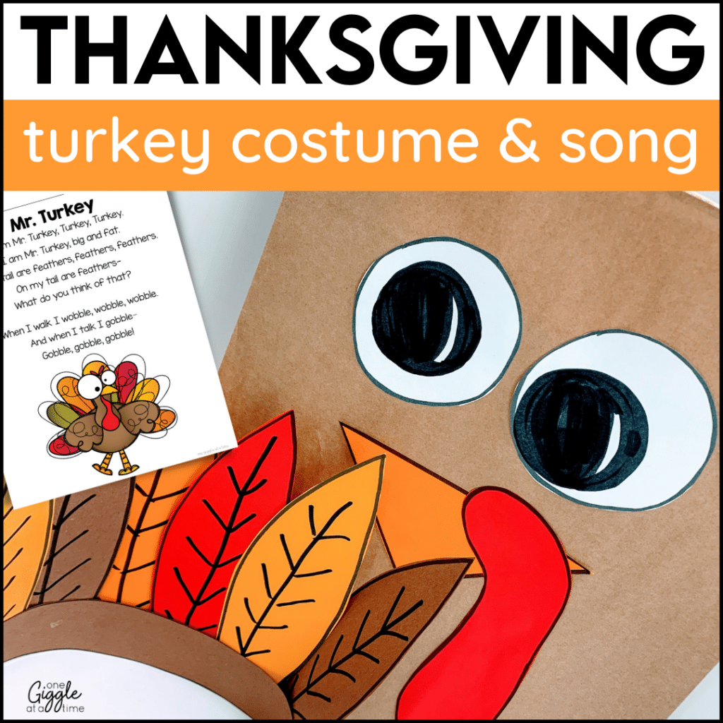 thanksgiving turkey costume and song freebie