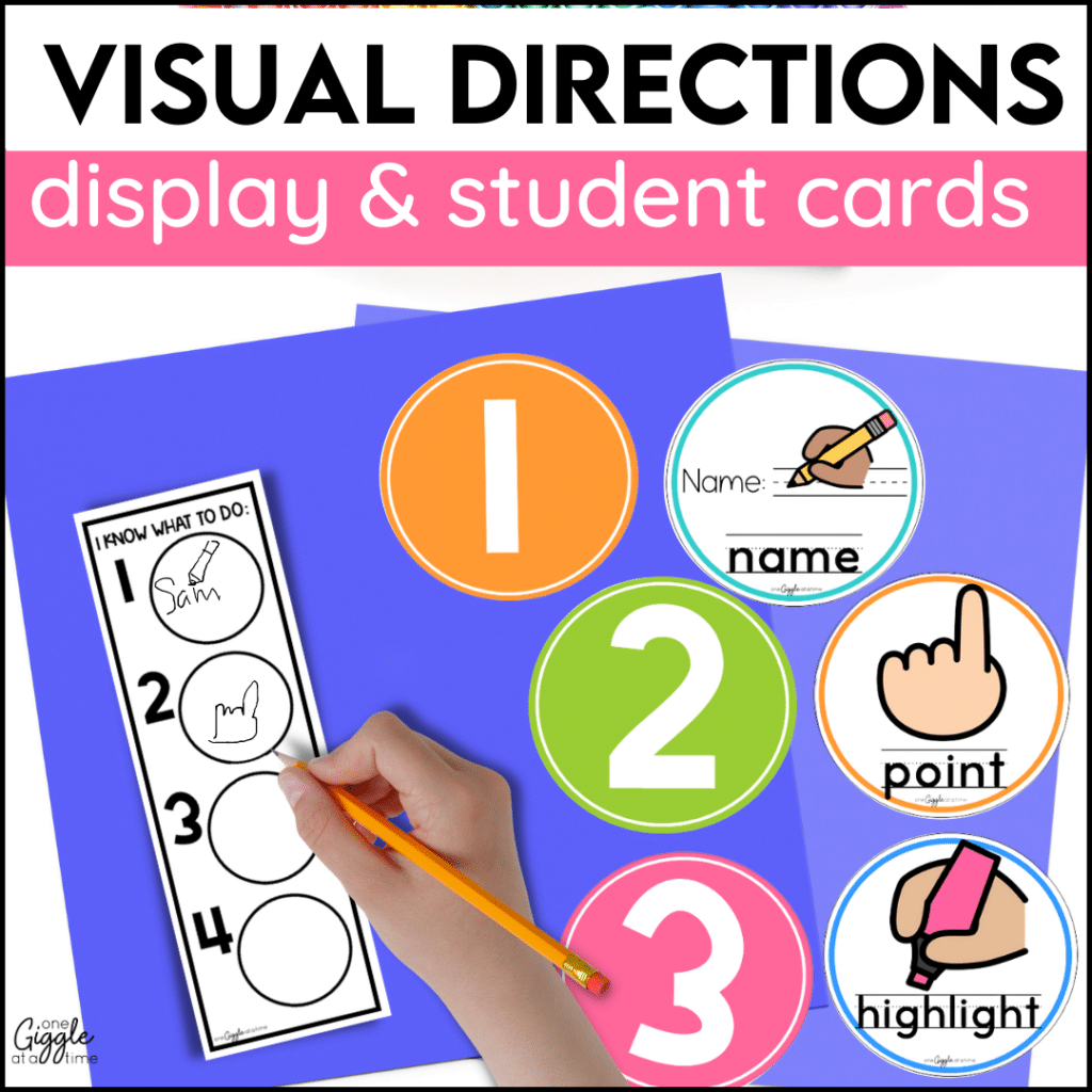 visual directions display and student cards