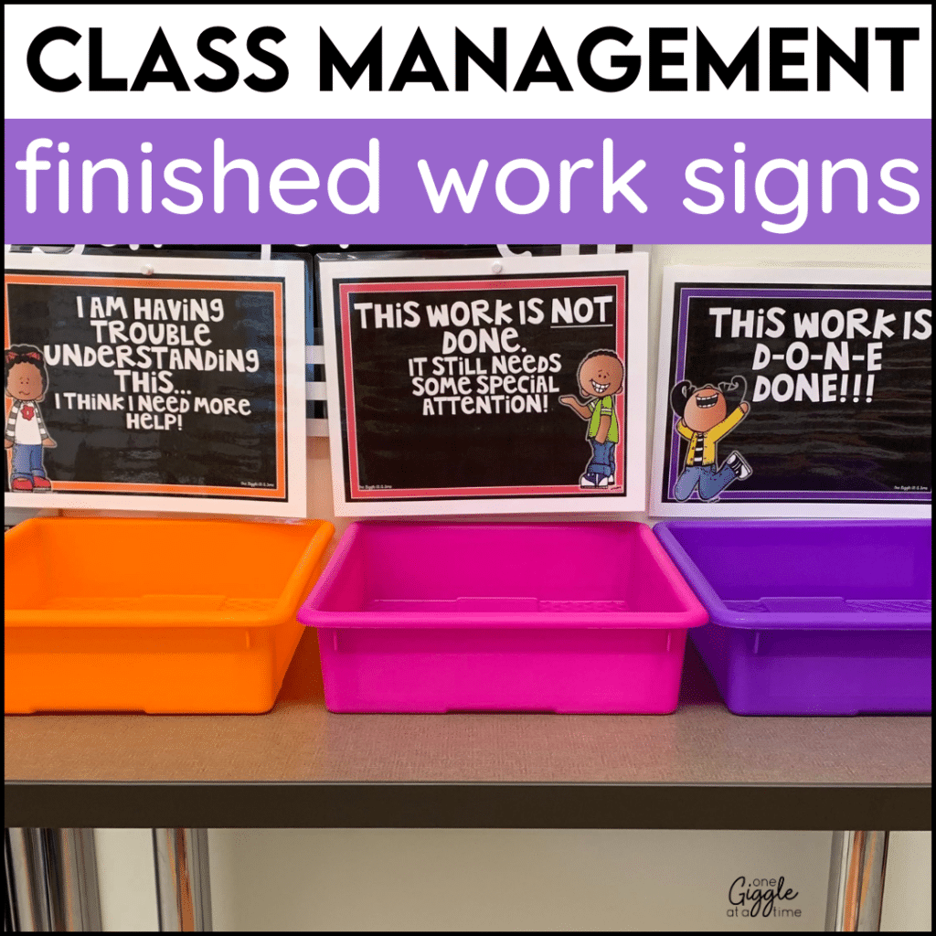 classroom management finished work signs