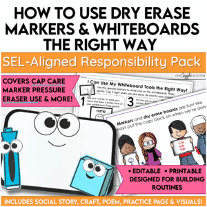 SEL-aligned resource with printable pages, poems, and visual tools to teach dry erase marker and whiteboard care.