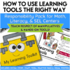 Image of yellow learning toolkit craft and classroom visuals for teaching learning tool respect; highlights math, SEL, and literacy centers.