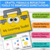 Yellow learning toolkit craft with checklist-style writing activity page, highlighting editable templates and classroom display visuals.