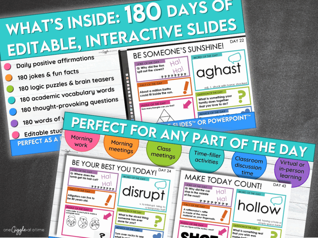 editable Morning Meeting digital slides