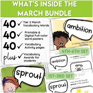 March Word of the Day BUNDLE Seasonal Tier 2 Vocabulary Activities