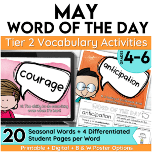 may word of the day vocabulary grades 4-6