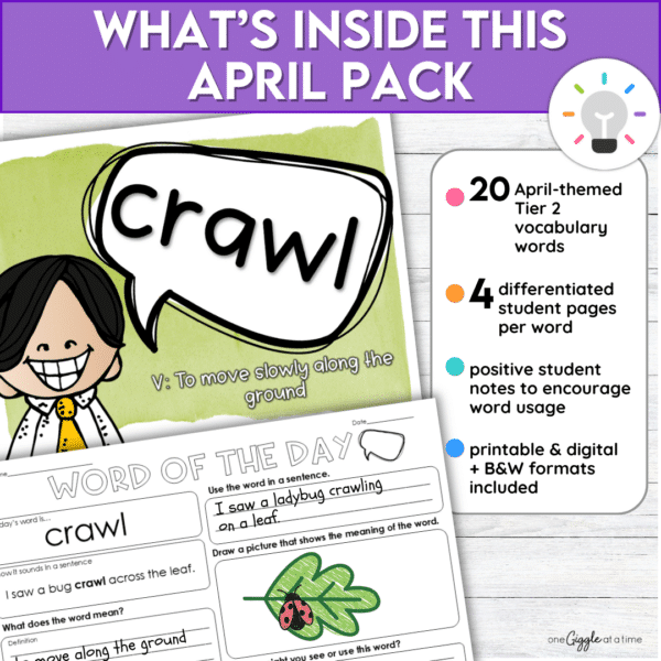 April Word of the Day Seasonal Tier 2 Vocabulary Activities Grades 1–3 ...