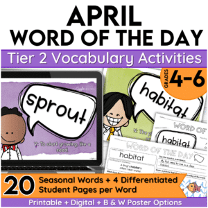 april word of the day tier 2 vocabulary grades 4-6