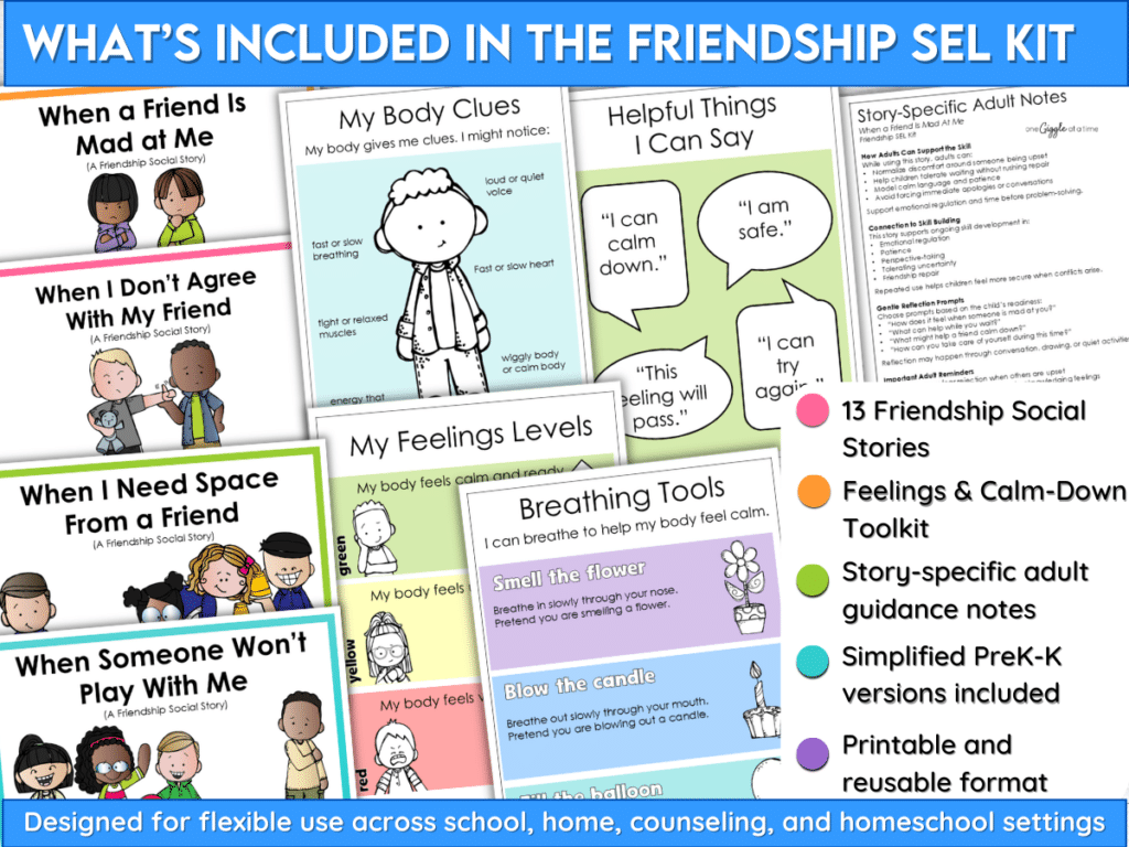 Friendship SEL kit and social stories for kids