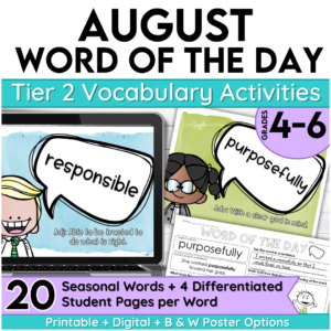 august word of the day add on pack grades 4-6