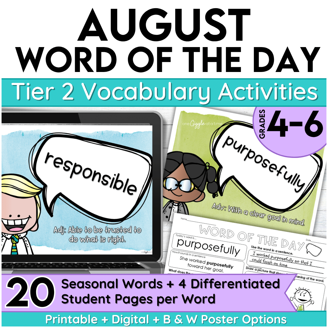 august word of the day add on pack grades 4-6