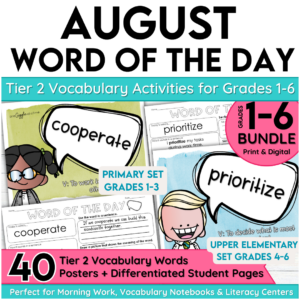 august word of the day bundle grades 1-6
