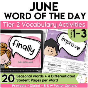 June Word of the Day Vocabulary Add on Pack 1-3