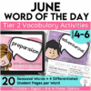 June Word of the Day Add on Pack grades 4-6
