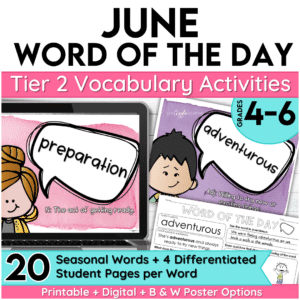 June Word of the Day Add on Pack grades 4-6