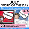 July Word of the Day Vocabulary grades 4-6