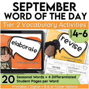 September Word of the Day Add on Pack grades 4-6