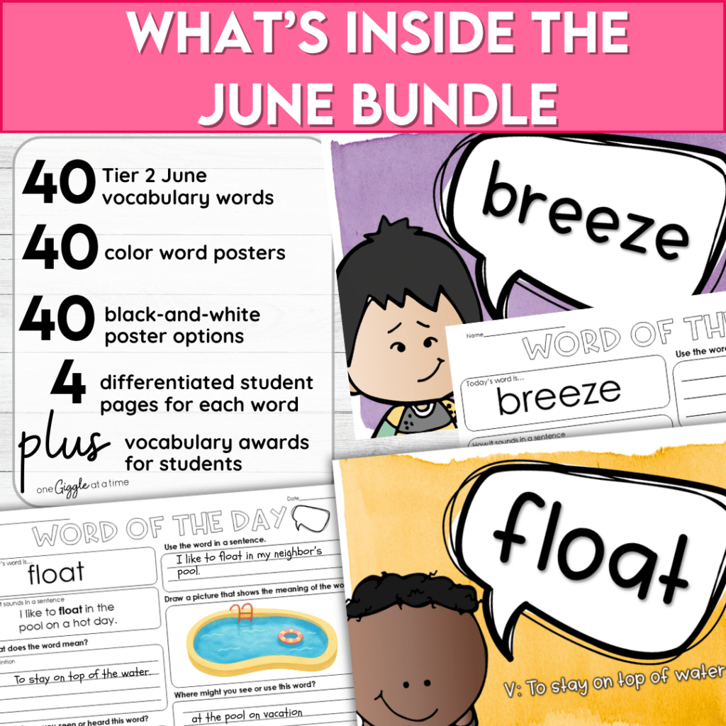 June Word of the Day Bundle Tier 2 Vocabulary Activities for Grades 1-6 ...