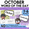 October Word of the Day Vocabulary Add on Bundle for grades 1-6