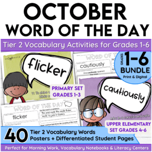 October Word of the Day Vocabulary Add on Bundle for grades 1-6