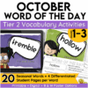 October Vocabulary Word of the Day Add on Set for Grades 1-3