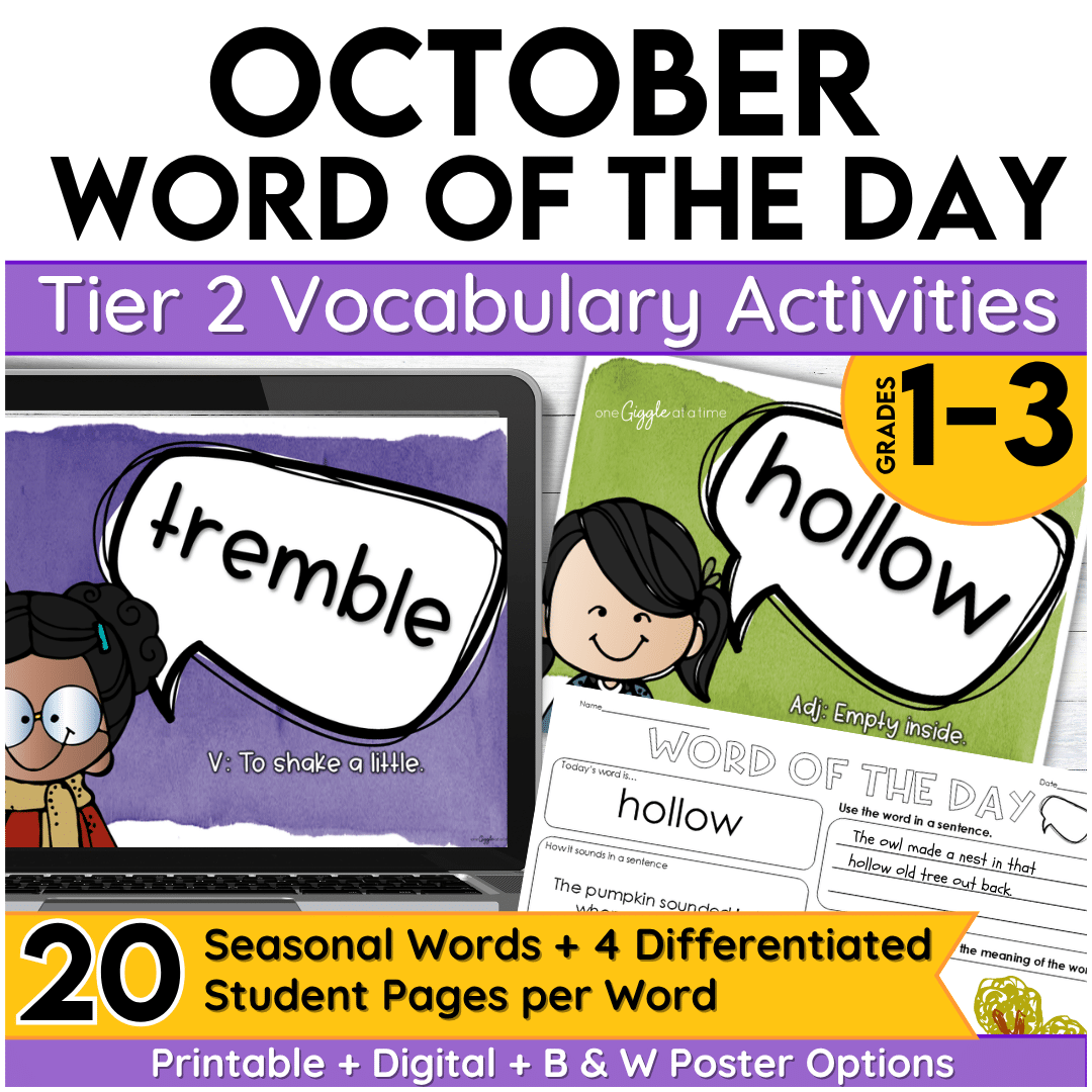 October Vocabulary Word of the Day Add on Set for Grades 1-3