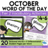 October Word of the Day Vocabulary add on Pack for Grades 4-6
