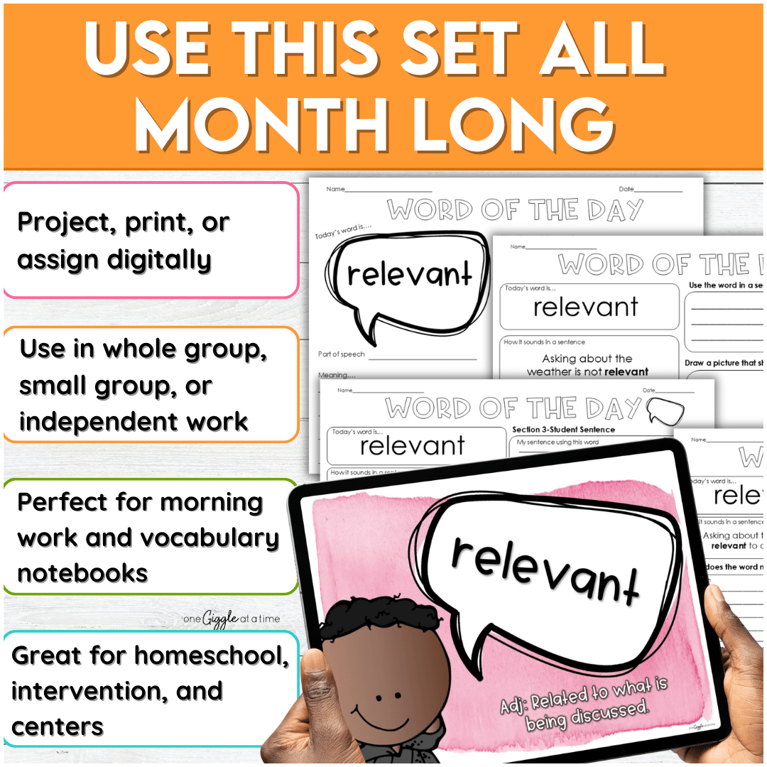 September Word of the Day Vocabulary Bundle grades 1-6