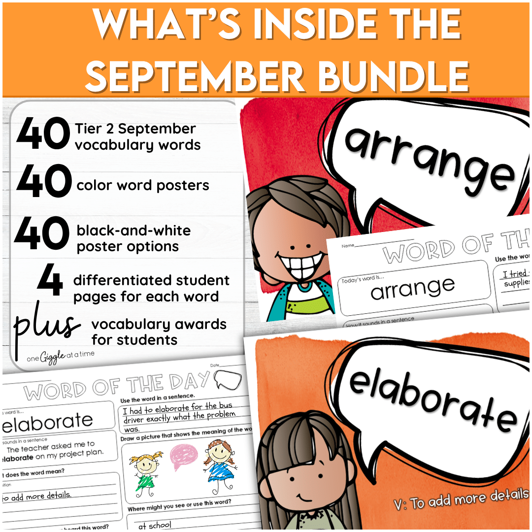 September Word of the Day Bundle Tier 2 Vocabulary Activities for Grades 1-6 - Image 2
