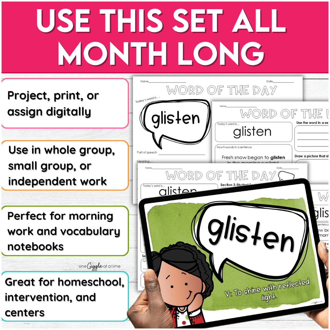 December Word of the Day Bundle Vocabulary Add on Pack for grades 1-6