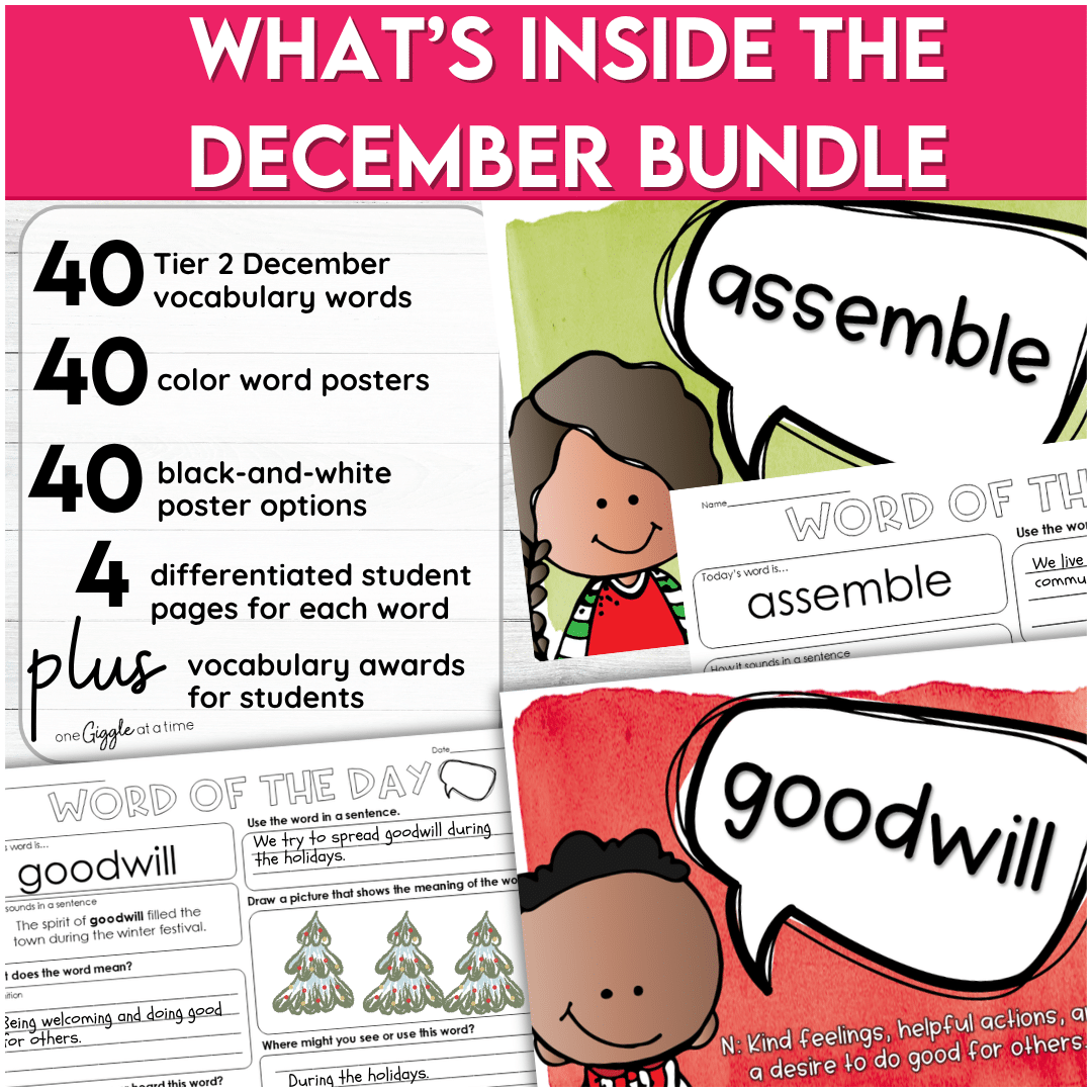 December Word of the Day Bundle Tier 2 Vocabulary Activities for Grades 1-6 - Image 2