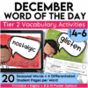 December Word of the Day Vocabulary Add On Pack For Grades 4-6