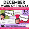 December Word of the Day Bundle Vocabulary Add on Pack for grades 1-6