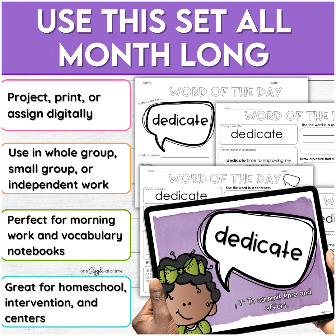 January Word of the Day Bundle Vocabulary Add On Pack for Grades 1-6