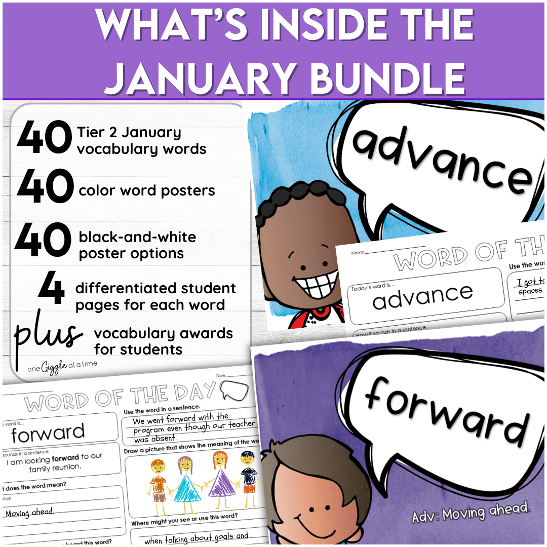 January Word of the Day Bundle Tier 2 Vocabulary Activities for Grades 1-6 - Image 2