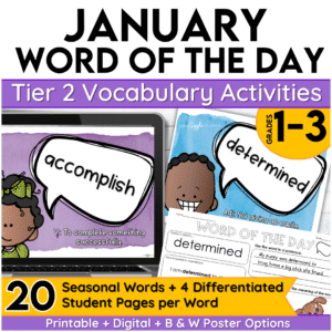 january word of the day vocabulary add on pack for grades 1-3