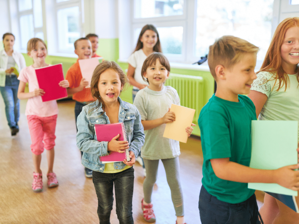 students in the hallway showing kindness