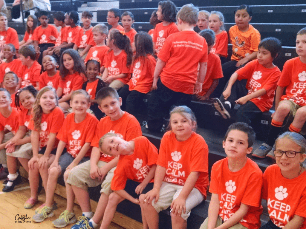 students in the gym for an assembly