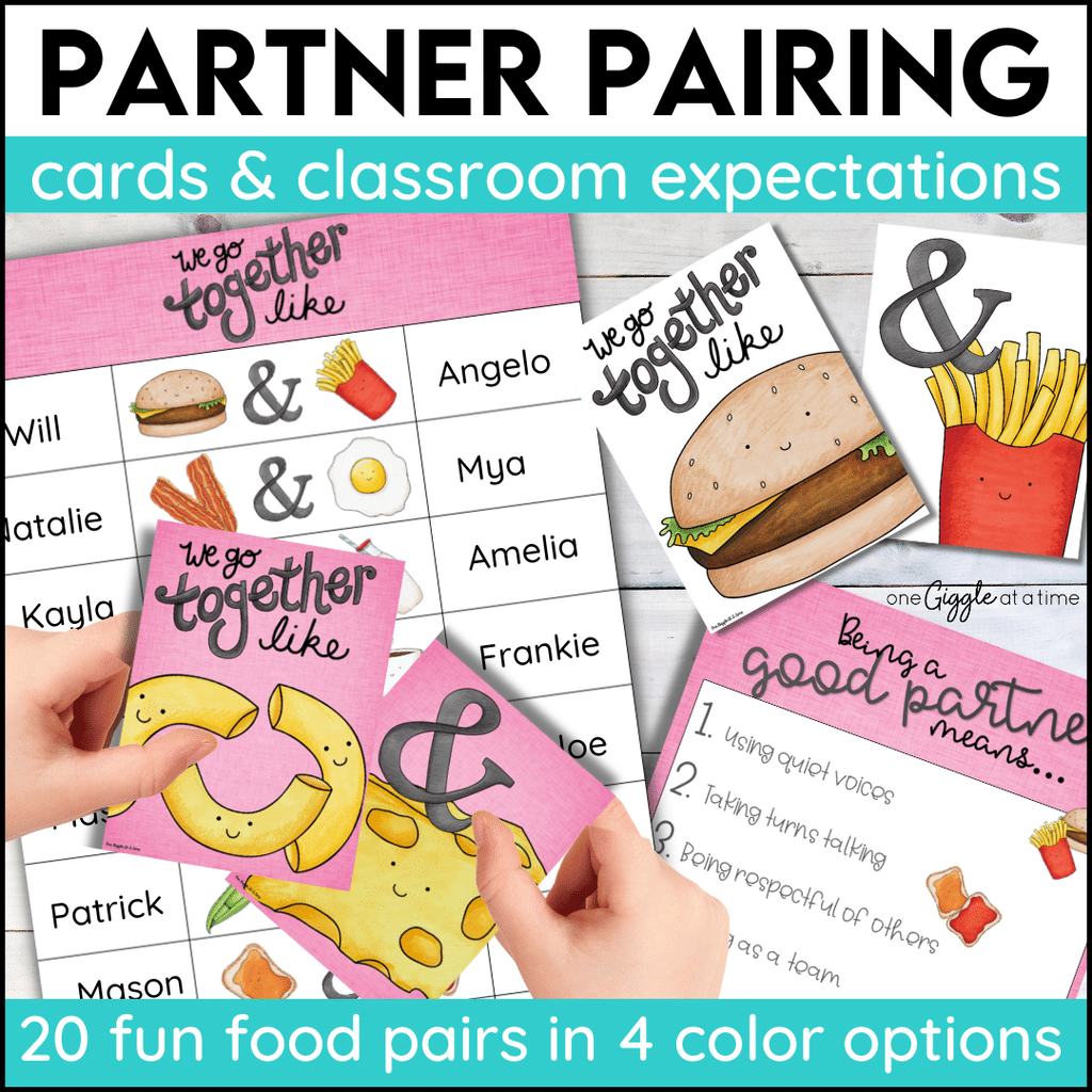 partner pairing cards for the classroom
