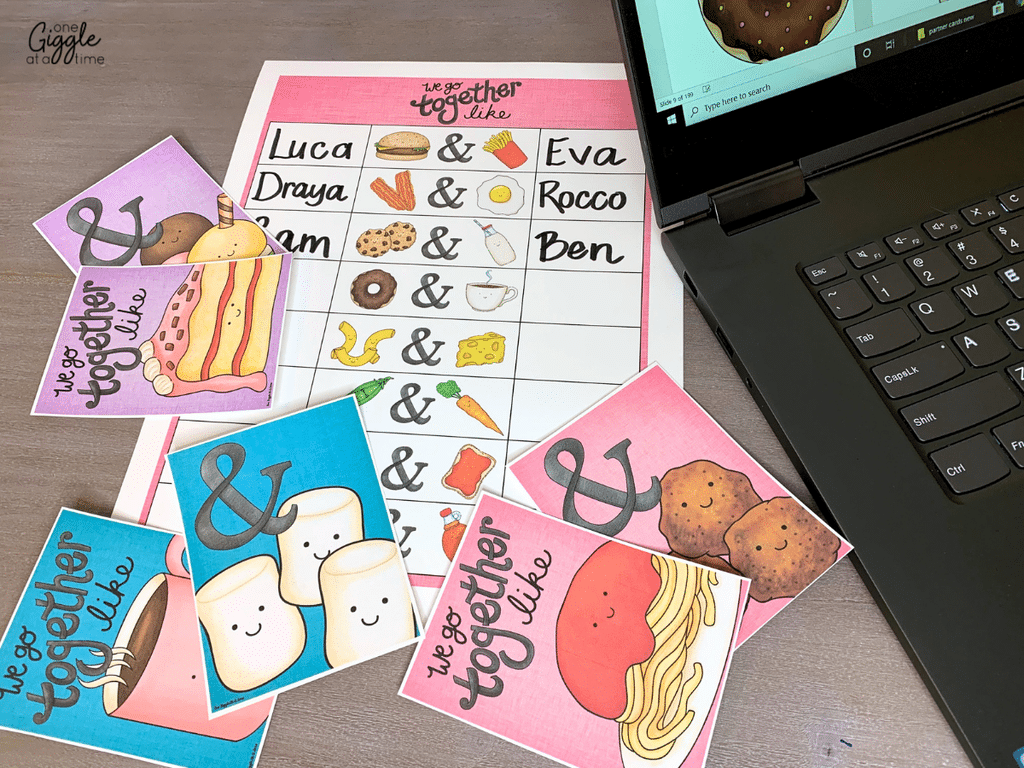 partner cards in the classroom